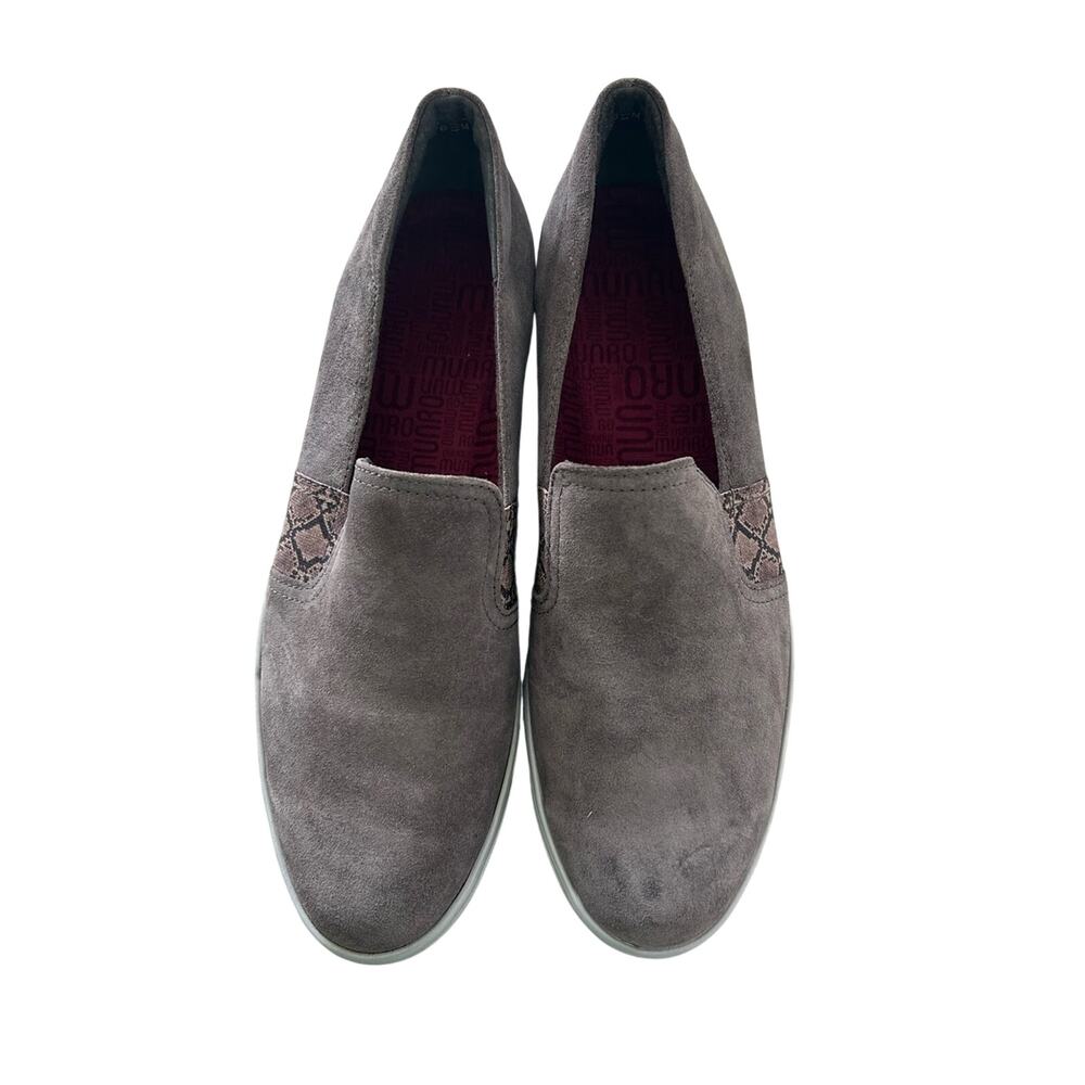 Munro Randie Women’s Slip-On Suede Snakeskin Gray Casual Sneakers Size 8.5 N